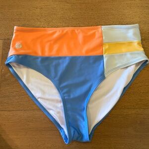 Nani women’s swim bottom blue yellow orange medium